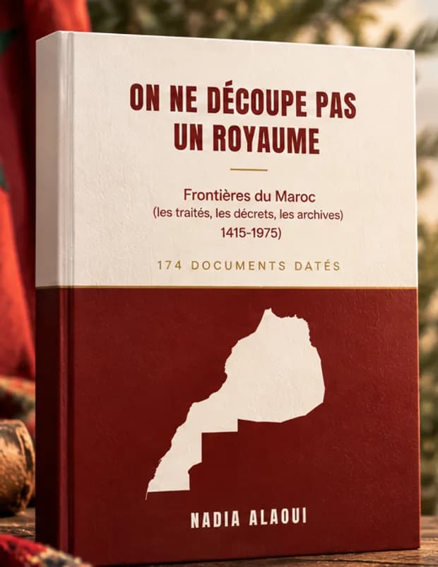 Cover of On ne découpe pas un royaume by Nadia Alaoui, showing the map of Morocco