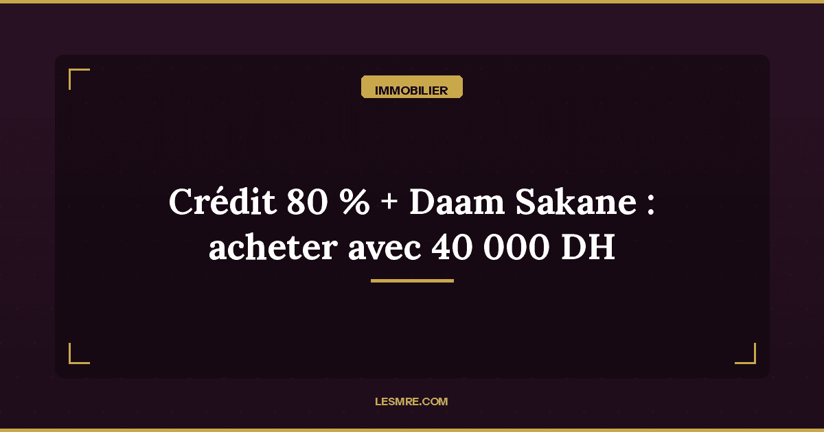 Immobilier MRE : comment combiner le crédit à 80 % et l'aide Daam Sakane pour acheter avec 40 000 DH d'apport