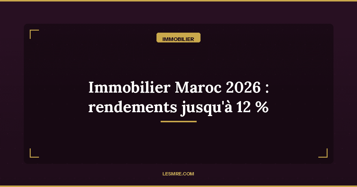 Immobilier au Maroc 2026 : rendements jusqu'à 12 %, le moment pour les MRE d'investir ?