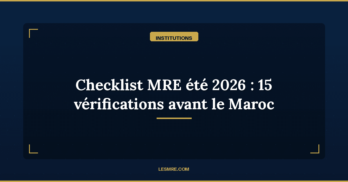 Checklist MRE été 2026 : les 15 choses à vérifier avant de partir au Maroc